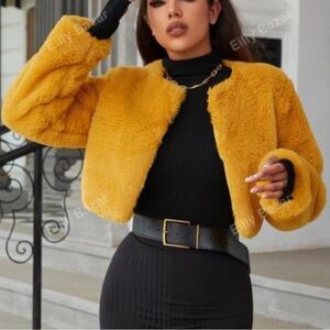 Faux Fur Mustard Jacket